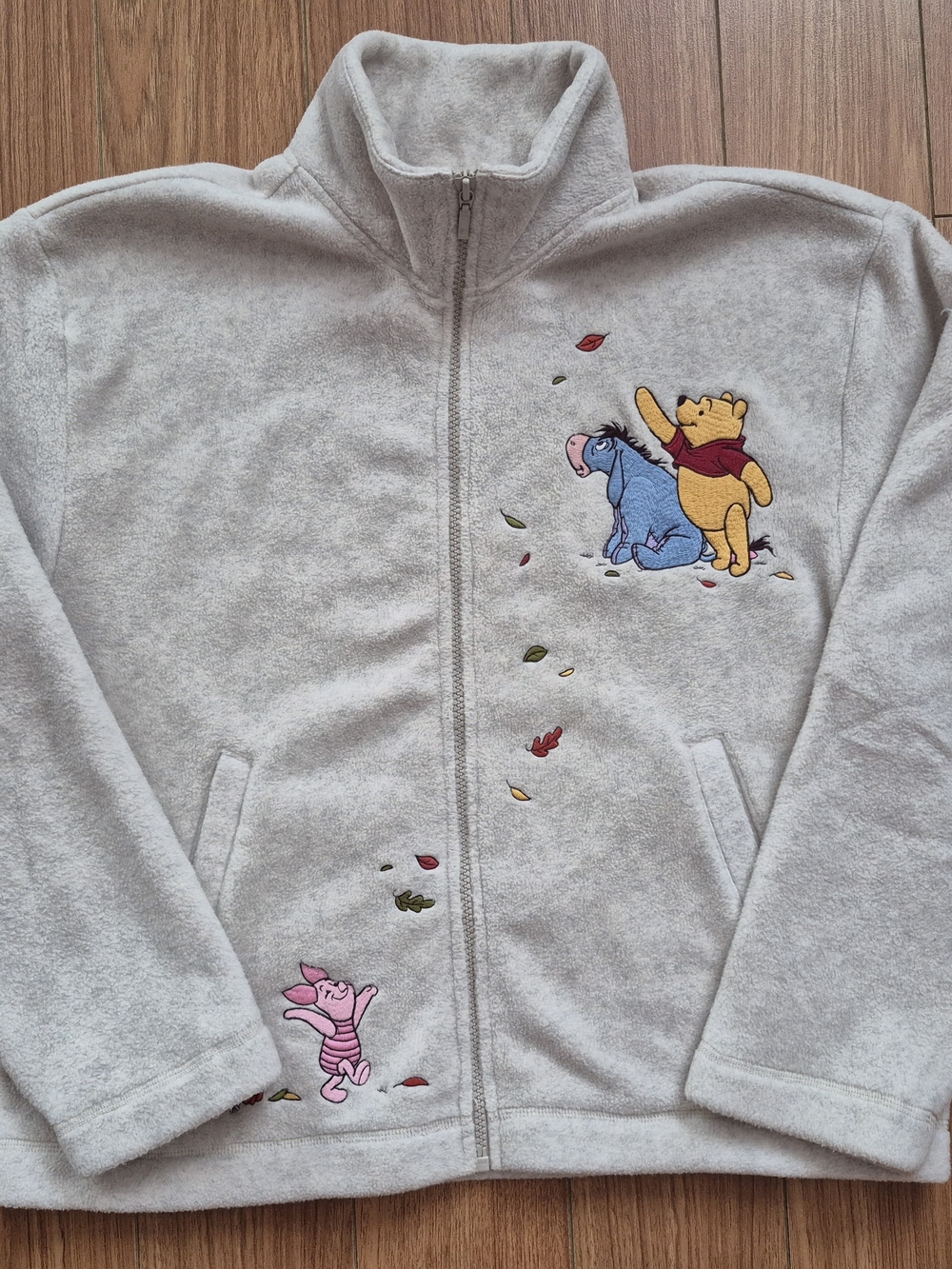 Vintage Disney Winnie the Pooh Gray Fleece Zip-Up Jacket